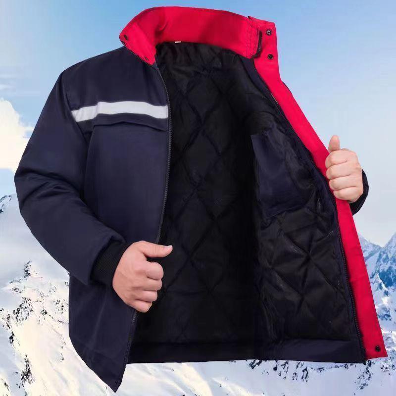 Winter Plus Velvet Thickened Work Jacket - Warm, Reflective, and Dirt-Resistant Cotton Jacket for Men and Women