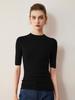 Women's 100% Merino Wool Slim Fit Sweater, 60 Count, Half-High Neck, Elegant Style, Thin Base Layer, Short Knitwear