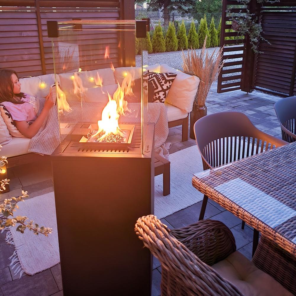 Patio gāzes sildītājs Patio Mini stikla panelis Balts manuāls 8,2 kW