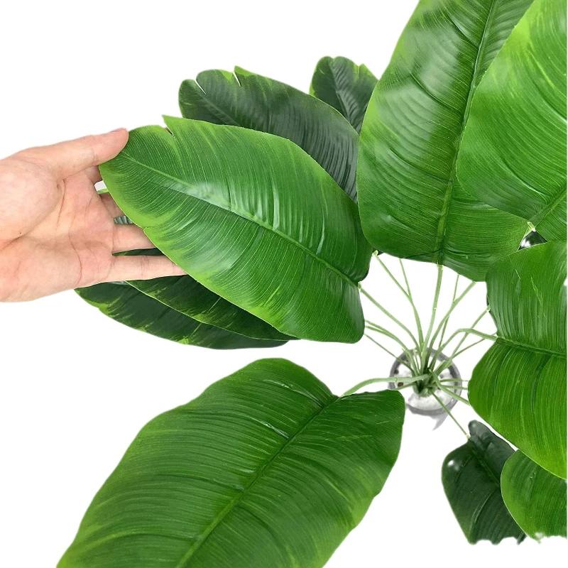 1 Pcs Artificial Banana Tree Fake Palm Leaf Monstera Leaf Large Tropical Palm Tree Realistic Green Plant for Home Decoration