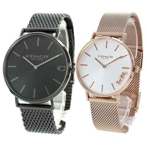 Coach storage box, pair of watches, set of two, slim and simple, black and rose gold, mesh and stainless steel, 1460214814503126