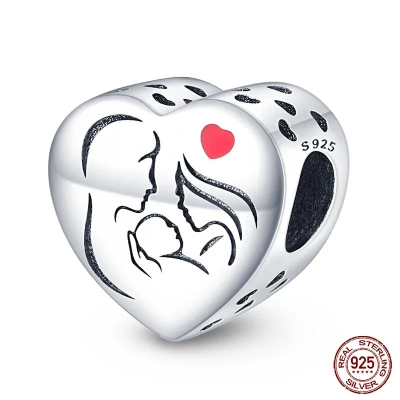 New Copper Romantic Heart Series Charms Beads Fit Original Bracelet Diy Mother'S Day Jewelry Gifts