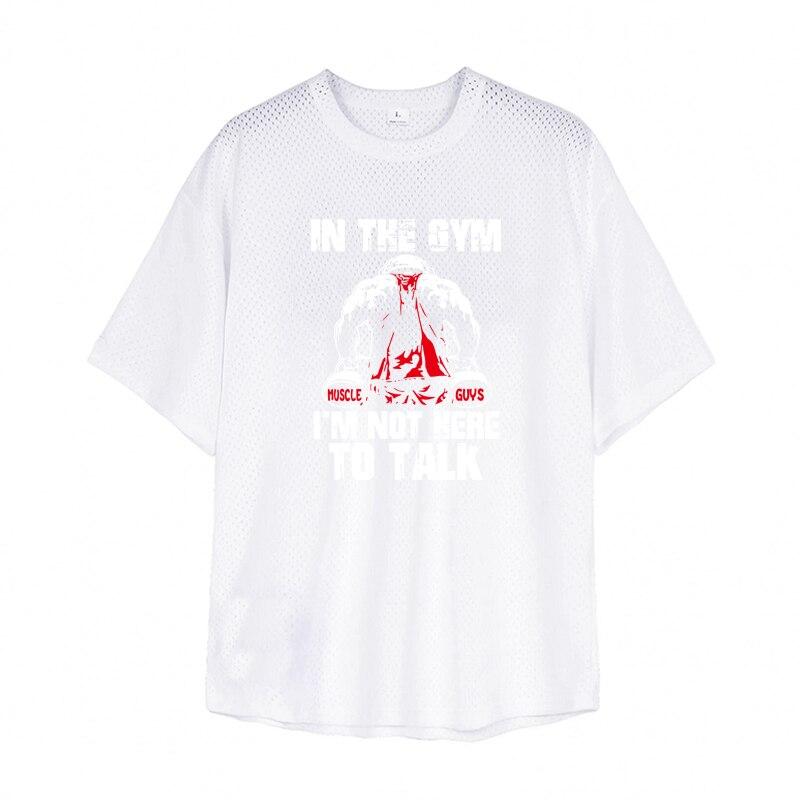 

Muscleguys Летние виды спорта Дышащая футболка с короткими рукавами с O-образным вырезом Мужская тонкая сетка Быстросохнущий фитнес Бодибулинг Полиэфирные тройники XXL белый