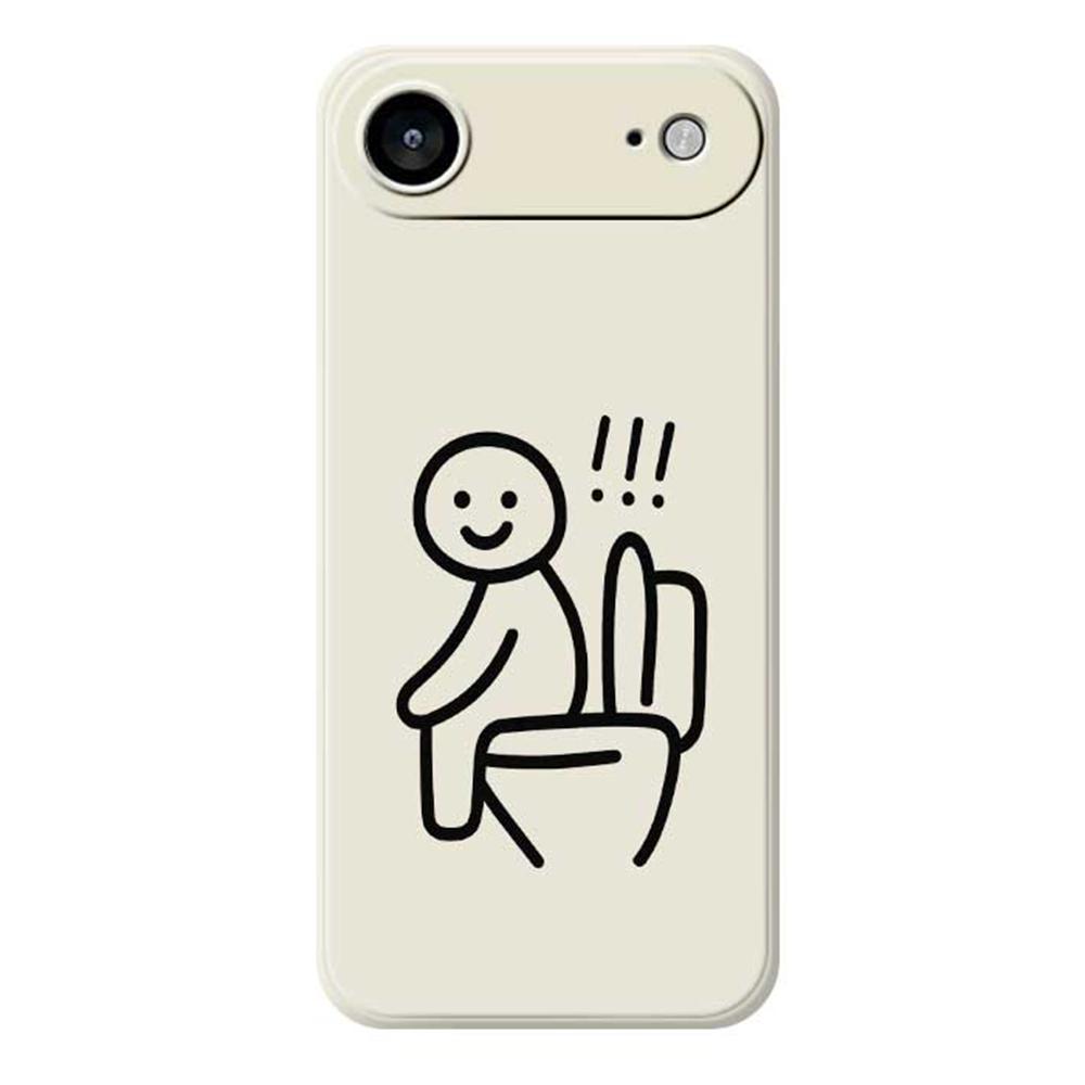

For iPhone 17 Air Case Stickman Toilet Pattern Printing Straight Edge TPU Phone Back Cover Beige