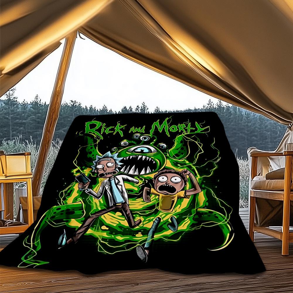 1pc Rick and Morty Outdoor Flannel Throw Blanket Soft, Lightweight & Warm