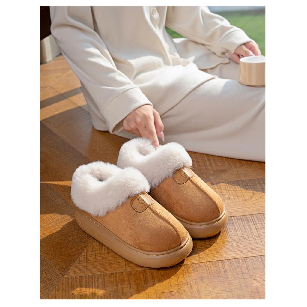 Bag Heel Cotton Shoes for Women In Autumn and Winter, Warm Home, Thick Soled Plush Cotton Slippers for Women Wearing Snow Boots