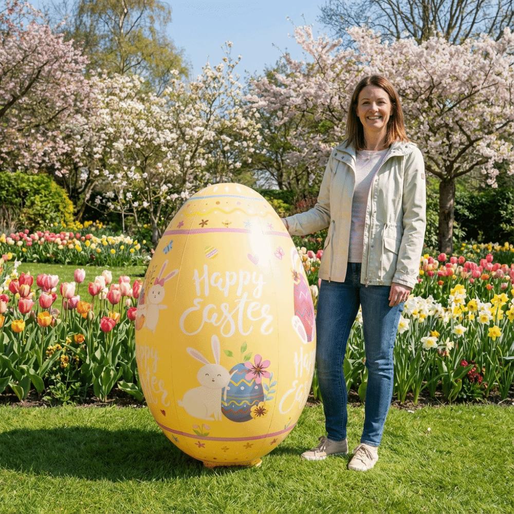 Reusable 41 Inch Easter Egg Balloon Easter Bunny Easter Decor Cute Giant Easter Egg Garden Pendant