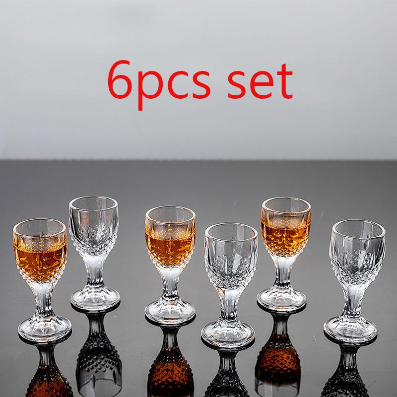 Shot Glass Set 6pcs Small Wine Glass Creative European Retro Exquisite Wineware Drinking Cup Diamond Painting Mini Glass Cup Set