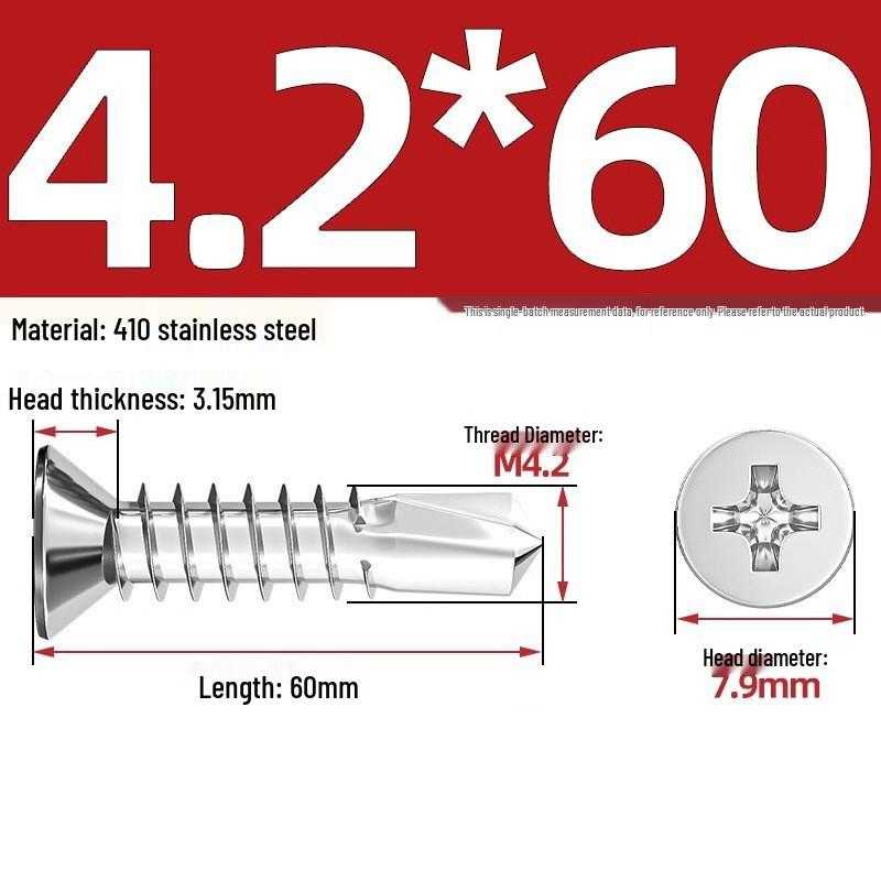 410 Stainless Steel Self-Drilling Flat Head Cross Countersunk Swallowtail Screws
