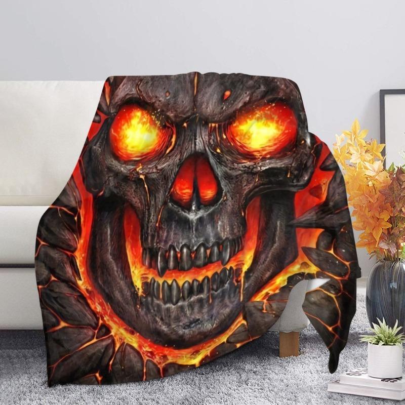Halloween Rose Skull Head digitalprinted polyester Bedroom velvet flannel soft sofa cover blanket Fleece soft sofa cover