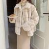 2023 Korean Style Women's Faux Rex Rabbit Fur Plush Winter Coat