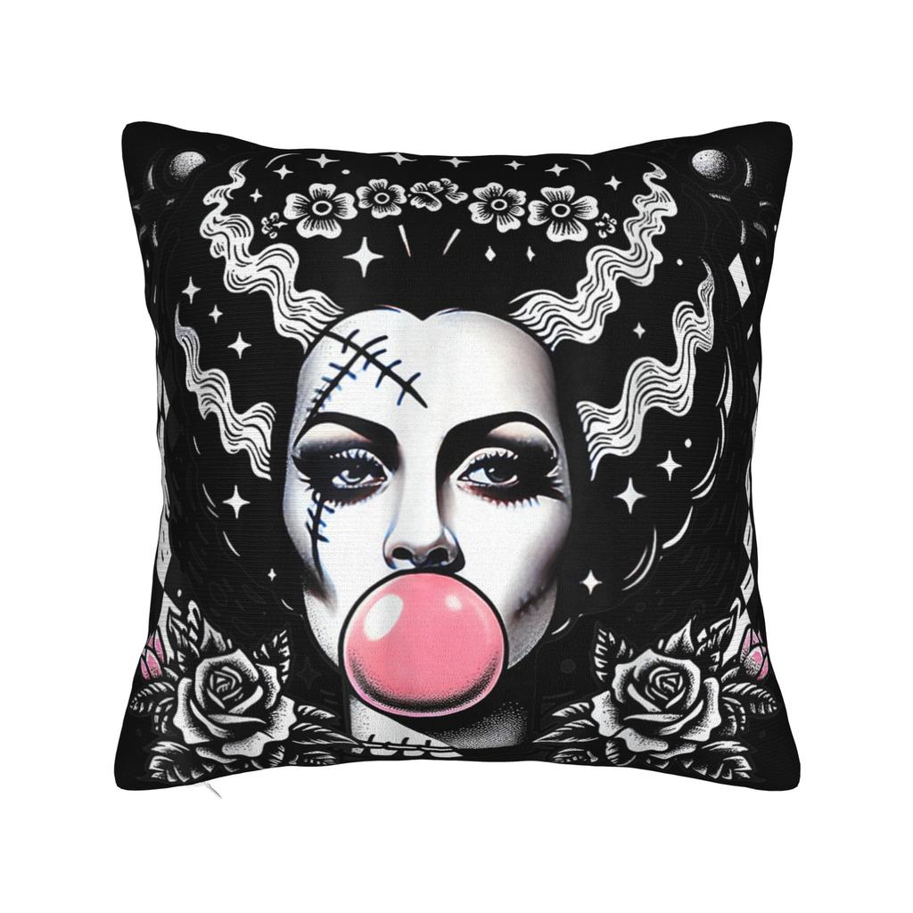 Frankenstein Monster Bubble Gum Funny Halloween Pillow Cover  Soft Cushion Cover Funny Pillow Case For Sofa Home Decoration