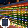LED Outdoor Solar Curtain Light Waterproof String Lights Garden Yard Pavilion Fairy Garland String Lights Holiday Decor Light