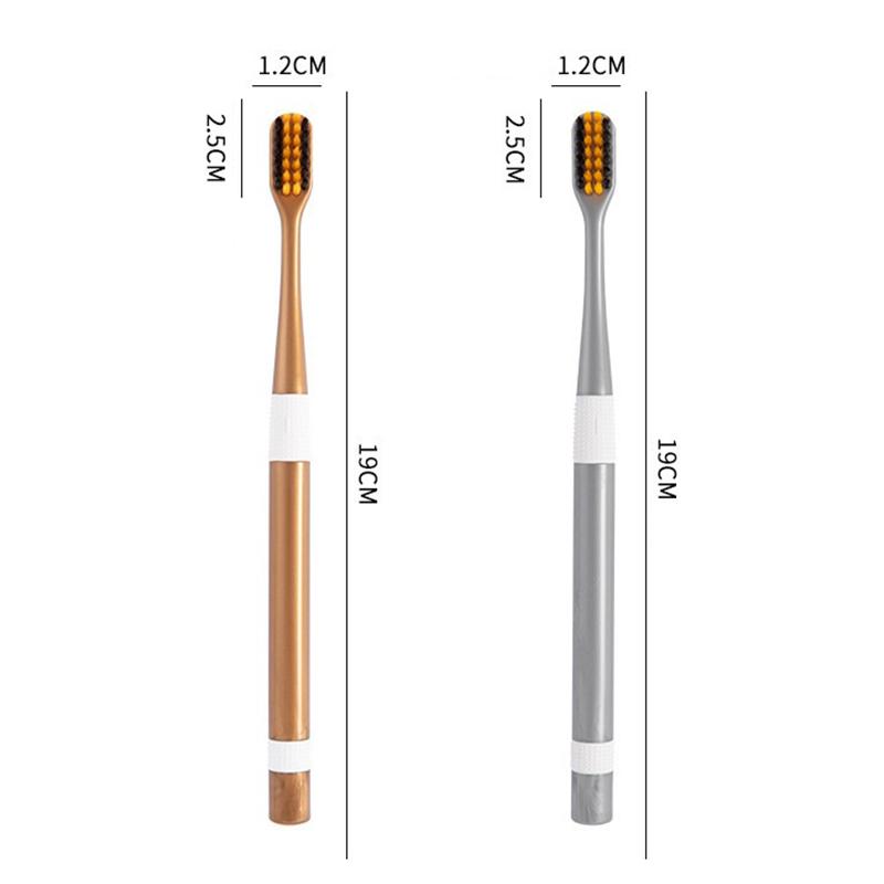 2 Pièces Brosses à Dents au Charbon de Bambou Nettoyage à Soies Douces Ultra-Fines, Ensemble Familial Couple Adulte Set de Brosses à Dents à Soies Fines