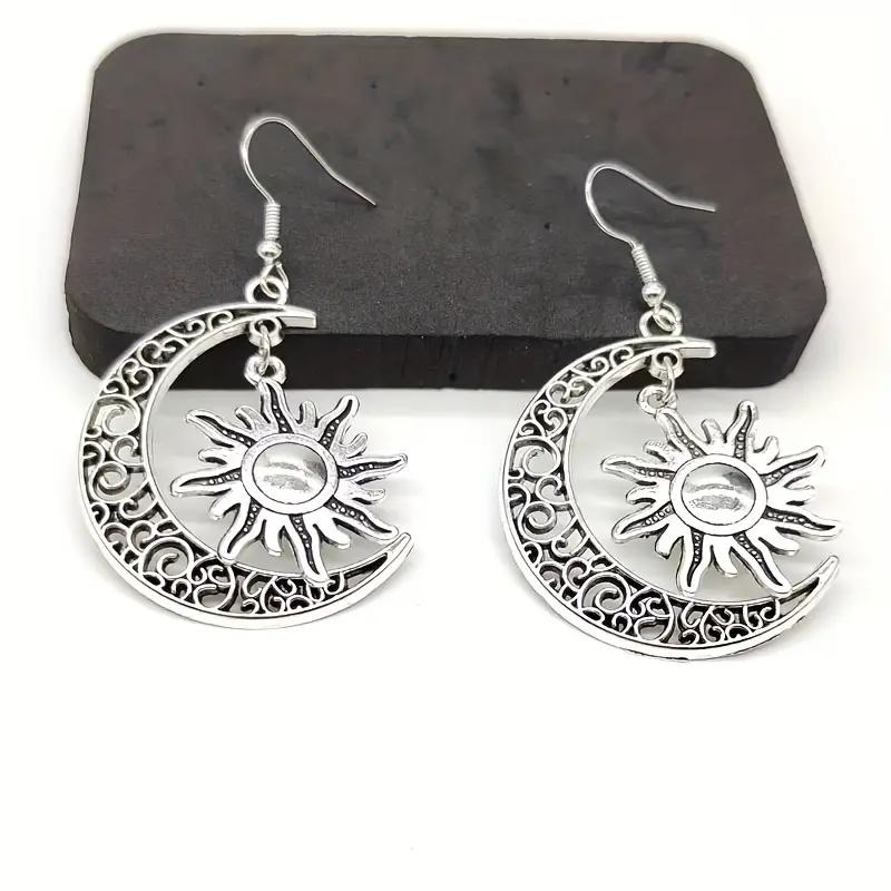 Vintage Sun & Moon Earrings Jewelry for Women Girl Alloy Charms Pendant Bohemian Accessories
