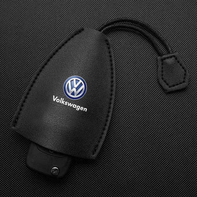 

For VOLKSWAGEN VW Leather Car Badge Key Cover Case Auto Key Bag Shell Keychain For Volkswagen Santana GTI Rline Polo Golf Passat