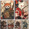 1 Stück Japanisches Panda Hase Fuchs Löwe Schildkröte Samurai Poster HD Poster Heim Zimmer Bar Café Dekor Kunst Wandmalerei Bild