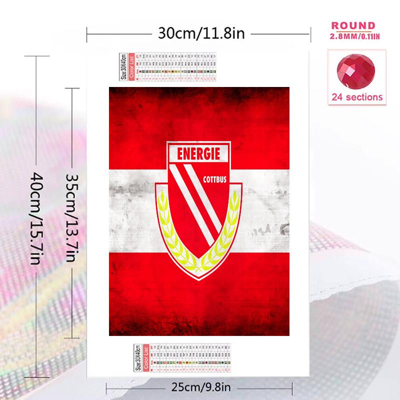 Energie Cottbus FC Pattern 3pcs 100% Round Full Drill 5D DIY Diamond Painting Embroidery Cross Stitch Rhinestone Décor