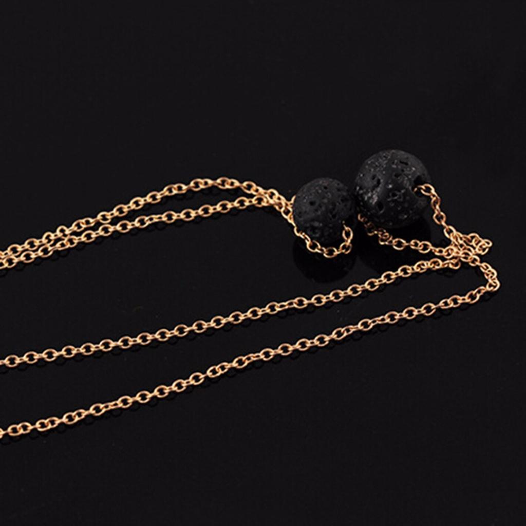 Multilayer Black Lava Stone Rock Beads Pendant Essential Oil Diffuser Necklace