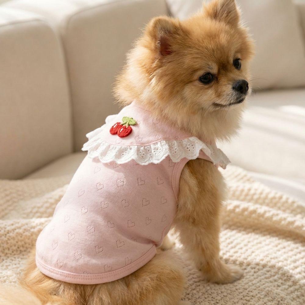 Breathable Dog Lace Vest Thin Soft Dog Short Sleeve Fashion Dog Clothes  For Small Dogs