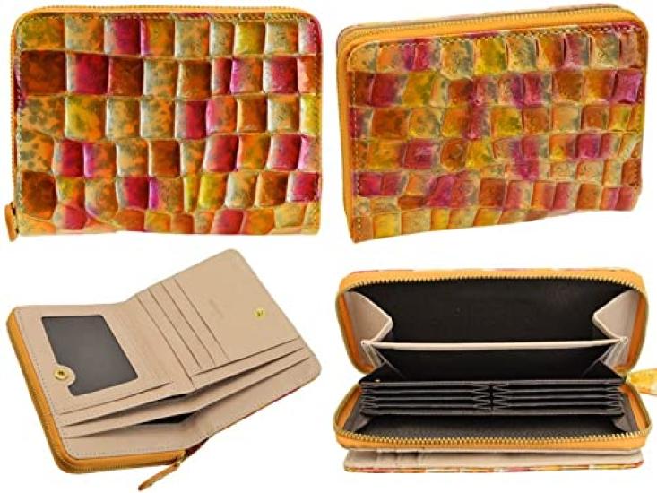 LE MURRINE Bifold Mini Genuine Gift PB Yellow Women's Wallet, Wallet, Leather, Box,
