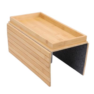Couch Cup Holder Portable Foldable Non Slip Bambusoideae Sofa Armrest Tray for Living Room