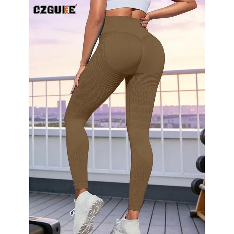 CZGUKE Women's Seamless Knitted Tight Pants with High Elasticity High Waist Fitness Training Fast Drying Breathable yoga Pants