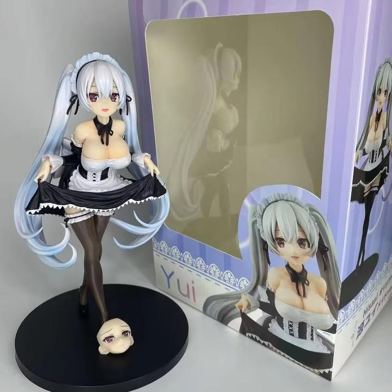 

New 25cm White Hair Girl Anime Figure Maid Outfit Model Desktop Decoration Pvc Statue Ornaments Toys Collection Festival Gifts