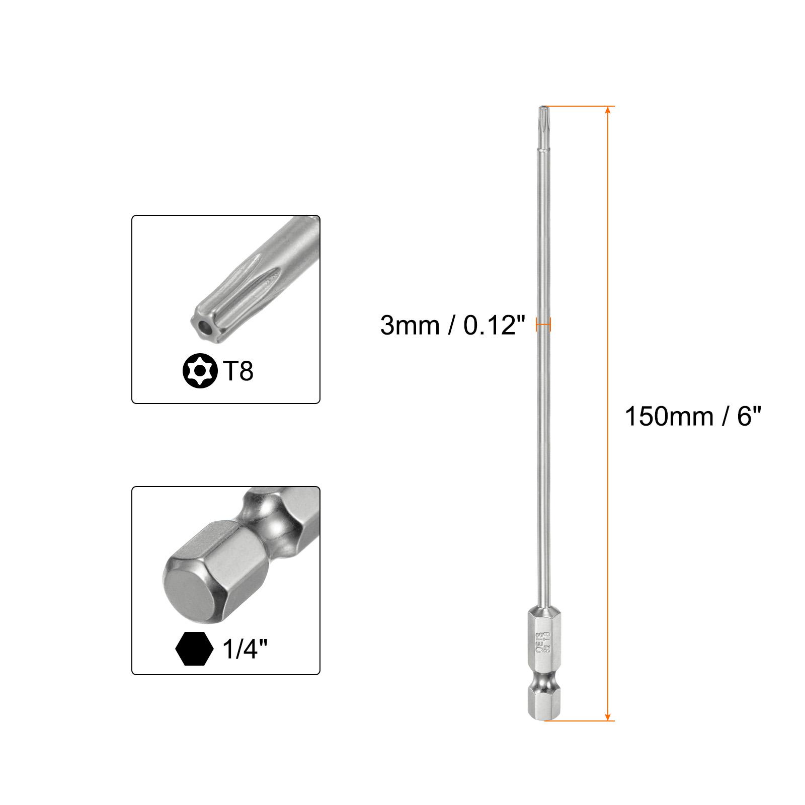 

1/2/5pcs Security Torx Bit 1/4 Hex Shank 6 Long T8//T10/T15/T20/T25/T27/T30/T40 Screwdriver Torx Head with Hole 1pcs