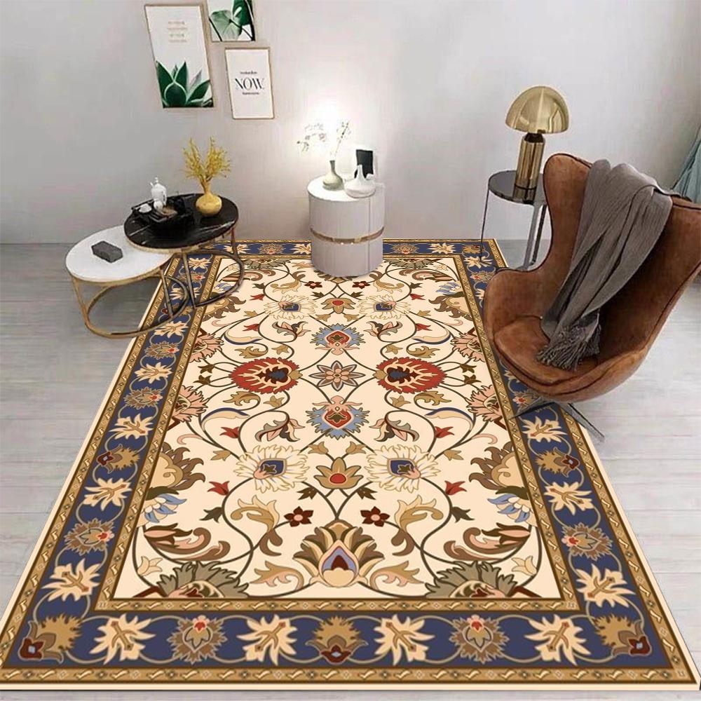 Retro Bohemian Persian Rug Anti-Slip Wear-resistant Carpet Indoor and Outdoor Living Room Bedroom Easy Clean Home Decor Classic