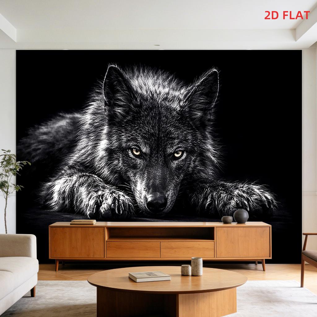 Giant Monochrome Wolf Head Canvas Wall Art Mural Decor Picture for Living Room Cabin Rustic Wildlife Home Decoration