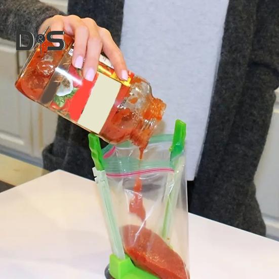 Justerbart väskhållarställ Plast Fryspåsehållare Expanderbar Frysorganisatör för Batchmatlagning Och Måltidsplanering