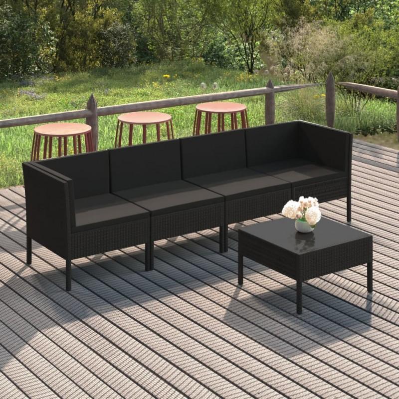 Day and Night - Day and Night 5-piece Garden Furniture Set and Black Synthetic Rattan Cushions