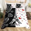 Vintage Eiffel Tower Duvet Cover Set Modern 3D Paris Theme Bedding Sets World Famous City Landscape Comforter Cover Quilt Cover