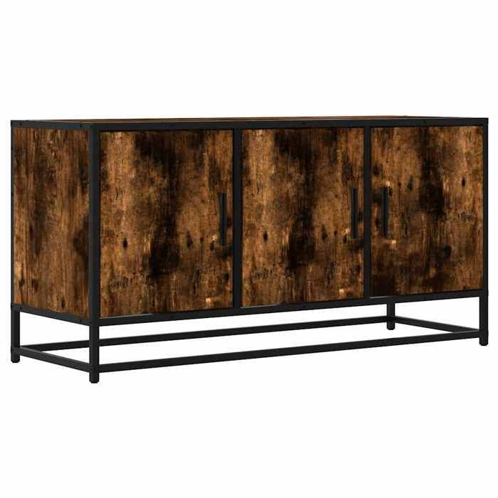 VidaXL Meuble TV chêne fumé 100x35x50 cm bois d'ingénierie et métal, banc TV, meuble hifi, centre de divertissement, buffet 848831