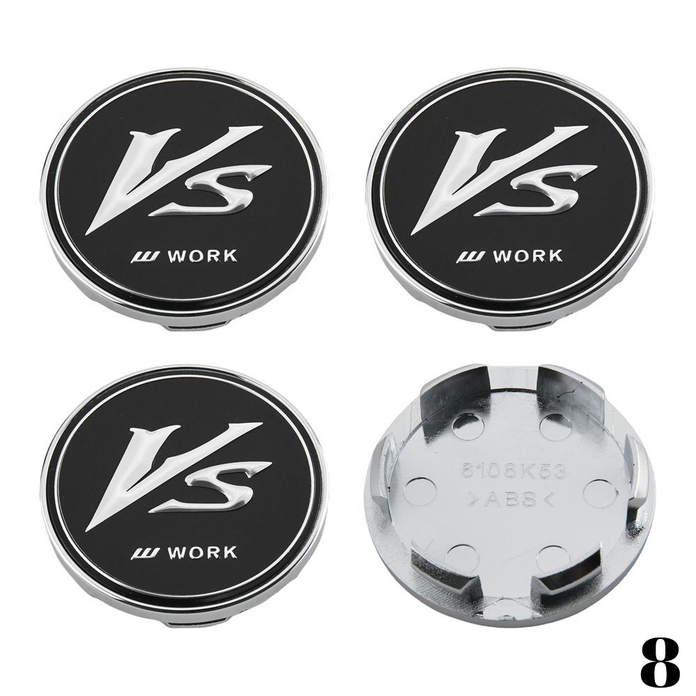 4PCS WORK Center Cap 53mm & 54mm Wheel Caps MEISTER VS EQUIP Emblem Wheel Cover Cap Hubcaps Car Rim Accessories
