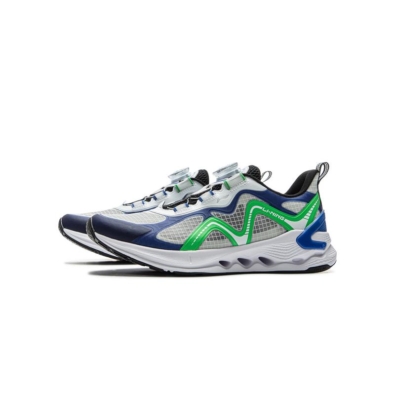 Li Ning Kids PU Versatile Comfortable Non-Slip Wear-Resistant Low-Top Running Shoes Men Running Shoes White Blue Green YKFV040-5