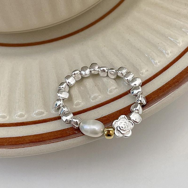 

Стильное модное кольцо с цветком для женщин, изготовленное из прочной меди с жемчужным акцентом