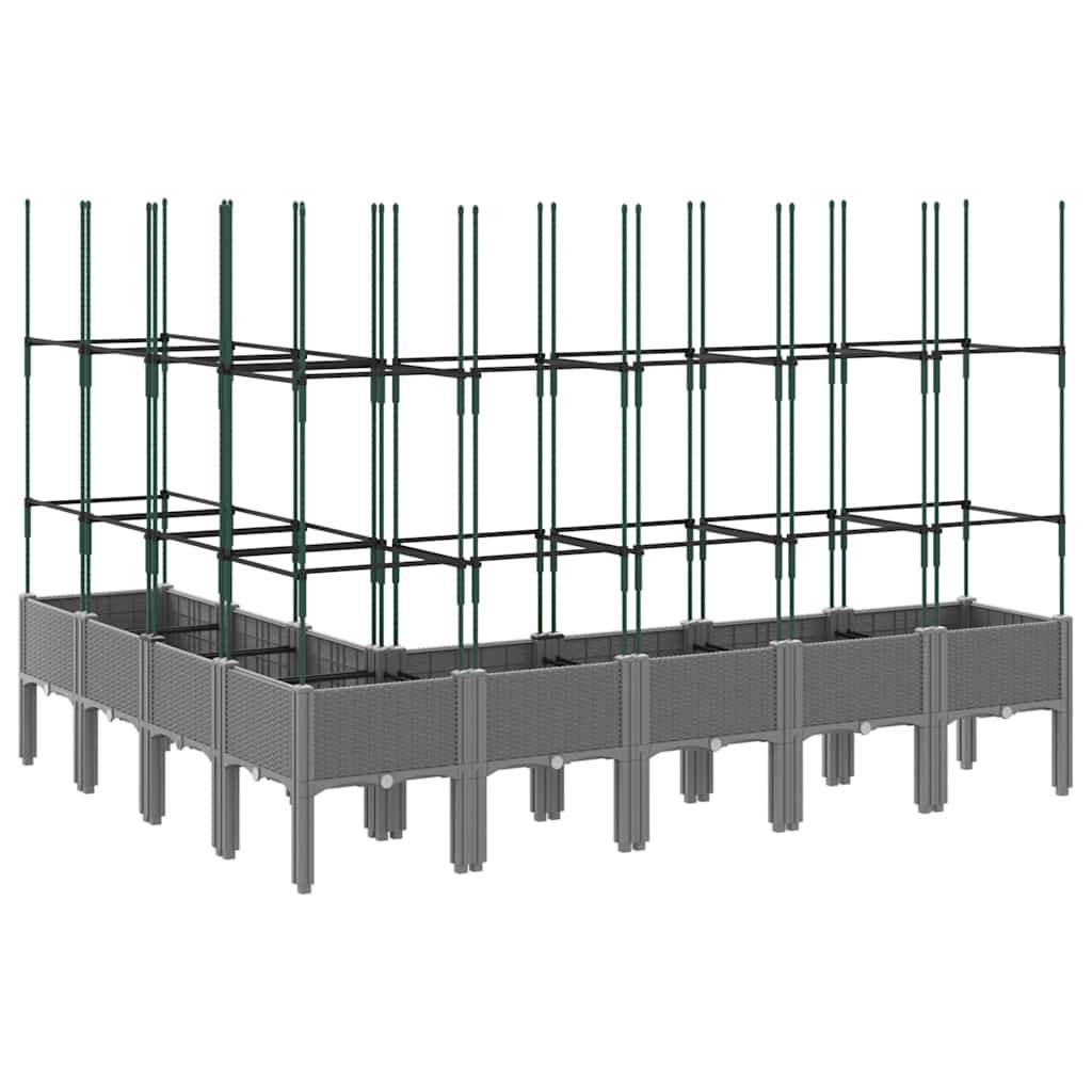 Planter with Trellis Light Grey 200 x 160 x 142.5 cm PP