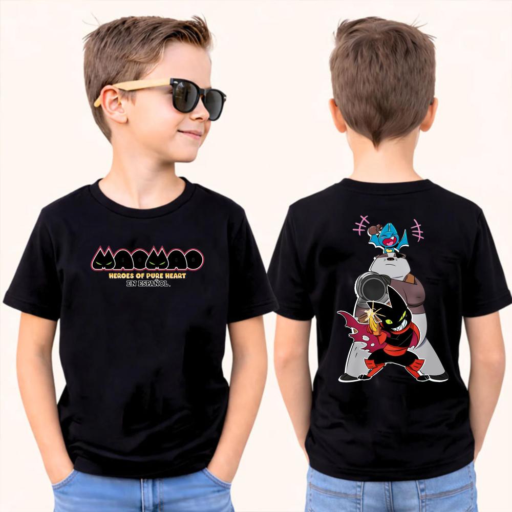 Mao Mao Heroes of PureHeart Kids Tshirt Retro Action Team Print Cotton Tee Boys Girls Top Nostalgic Animation Shirt for Children