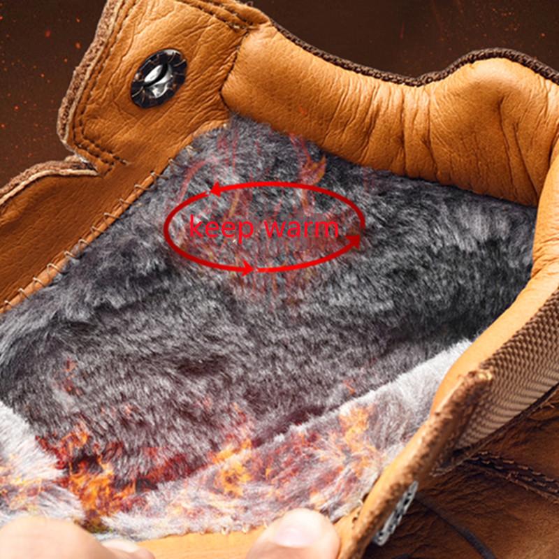Men Winter Snow Boots lace up Ultra Warm Men Hiking Boots outdoor Leather High Top Men's Boots Outdoor men Sneakers