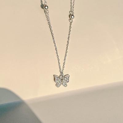 Bleskový diamantový motýlí náhrdelník pro ženy, lehký luxusní nika temperamentní klíční kost řetízek rok položka šperky