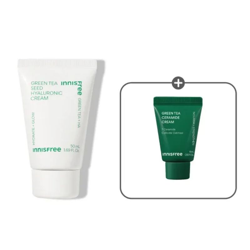 Innisfree Green Tea Hyaluronic Acid Hydrating Cream Soothing Non-Sticky Moisture Cream Tube 50ml