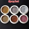 6pcs Chrome Gold Silver Nail Powder Mirror Metallic Rubbing Nail Art Glitter Pigment Rose/Golden/Silvery/Brown Nail Chrome Dust