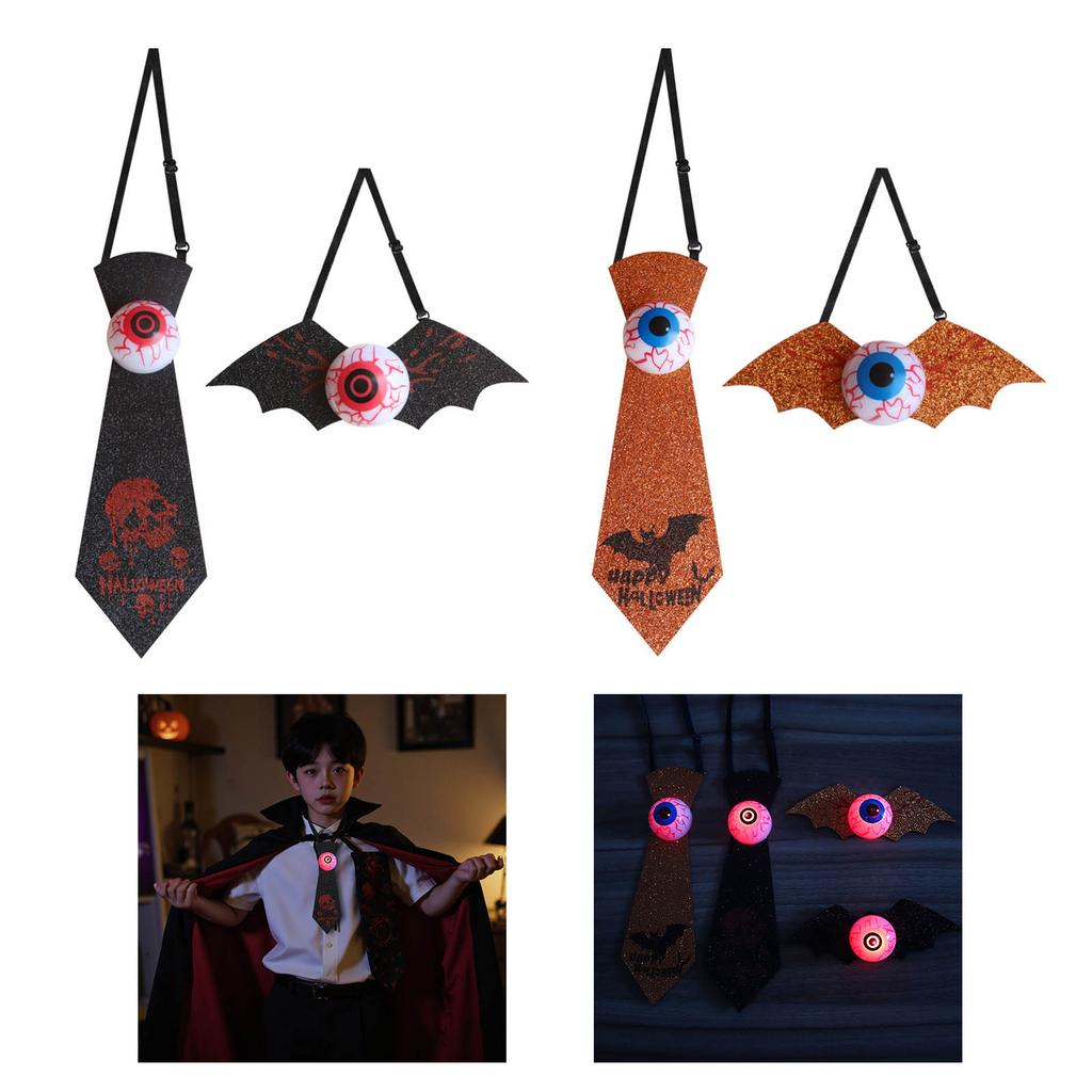 Glowing Eyeball Necktie LED Light Up Necktie Festival Necktie Decor For Halloween Costume Parties And Cosplay Events