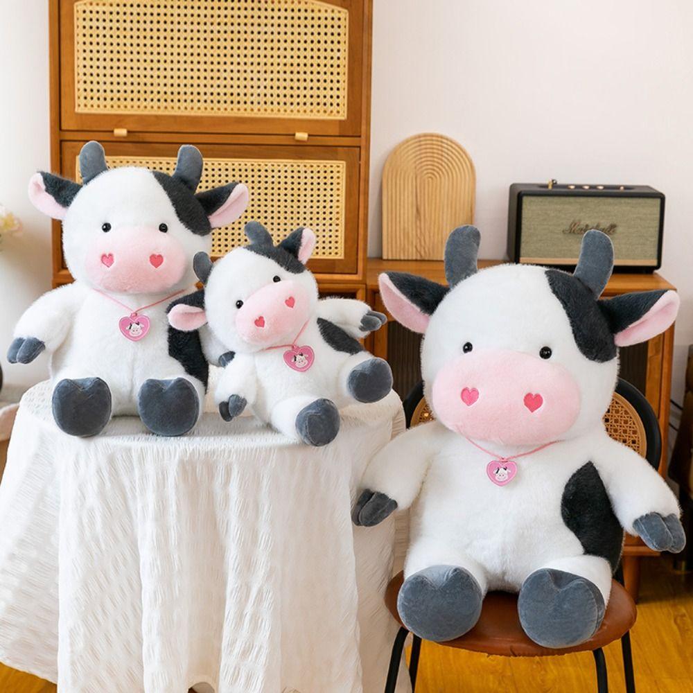 Fluffy Animals Cow Toys Simulation Cow Plush Toy Sleeping Pillow Cow Stuffed Plush Doll  Home Decor