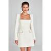 Elegant U-neck Long-sleeve Beaded Slimming Dress for Women