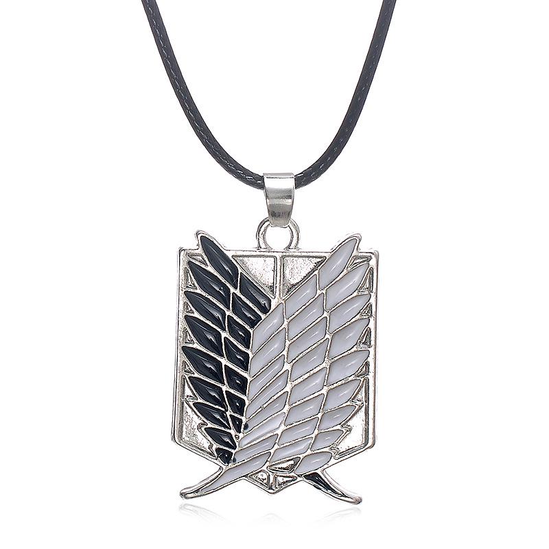 European-American Fashion Wing Leather Necklace with Drip Oil Design