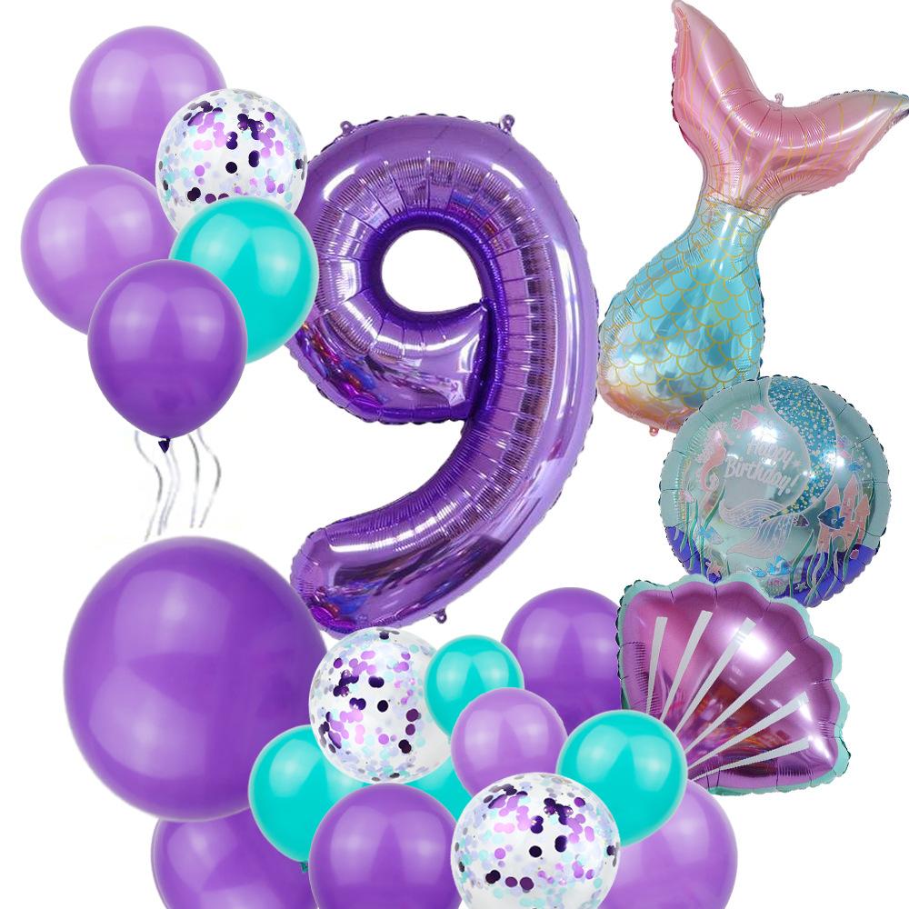 

Массон Русалка 40 дюймов Фиолетовый Большой Цифровой Алюминиевый Фольгированный Шар Пакет Латексный Шар Mermaid 9