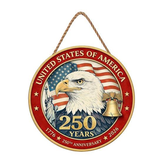 

Деревянное подвесное украшение Американский 250-летний юбилей Подвеска Орел Домовой Знак Патриотический Декор ко Дню Независимости для Внутреннего и Наружного Размещения D